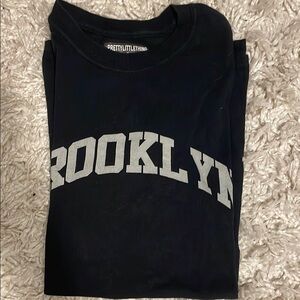 PrettyLittleThing Black Tee with Gray Brooklyn Print